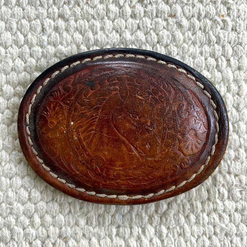 Vintage leather belt buckle & belt